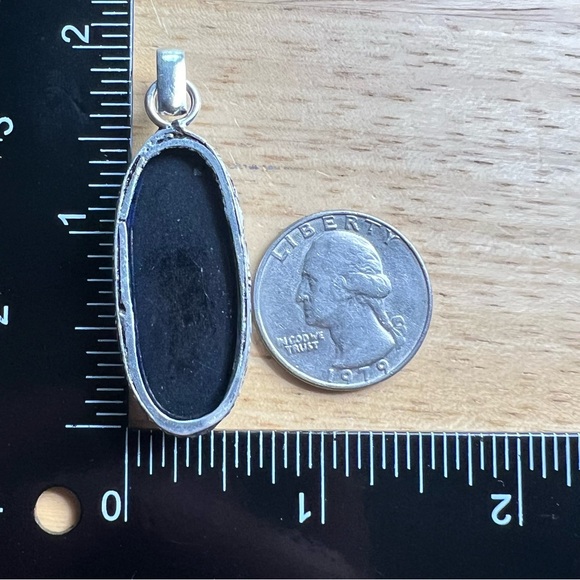 New Milky Glitter Opalite Silver Overlay Pendant Necklace with Cord - Picture 4 of 5